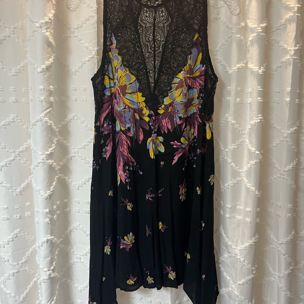 Free People Floral Lace Black Dress
